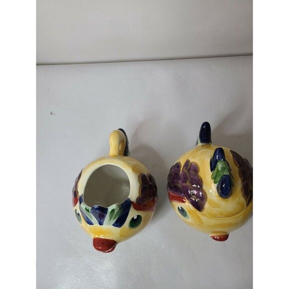 Tabletops Gallery Under The Sea Fish Shaped Creamer And Sugar Bowl Set Ceramic - Picture 5 of 12
